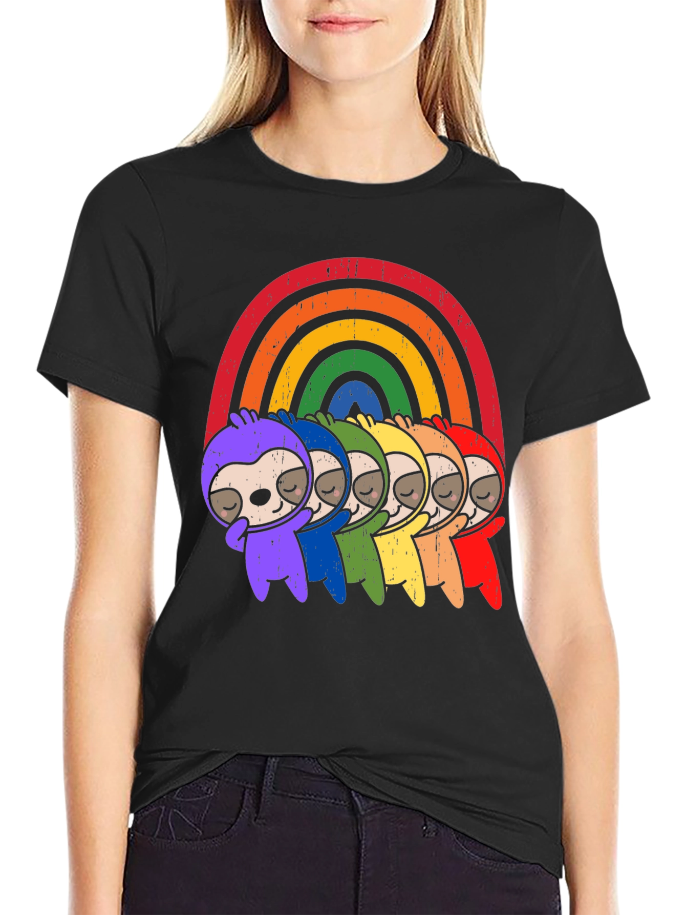 Rainbow Sloth T-Shirt - Pride Cute Graphic Tee