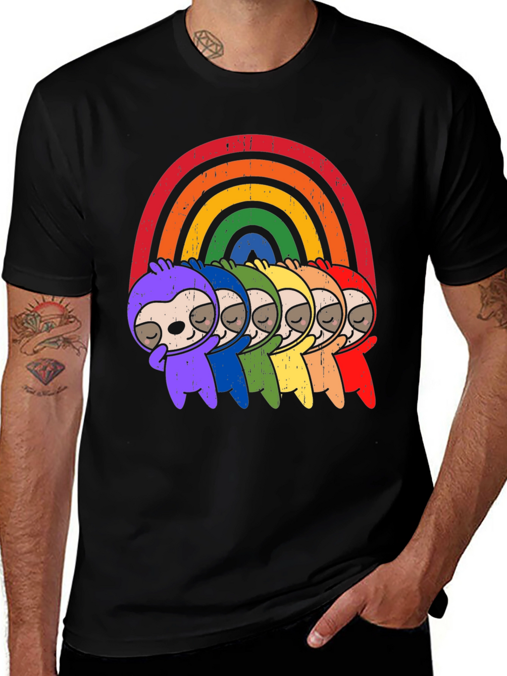 Rainbow Sloth T-Shirt - Pride Cute Graphic Tee
