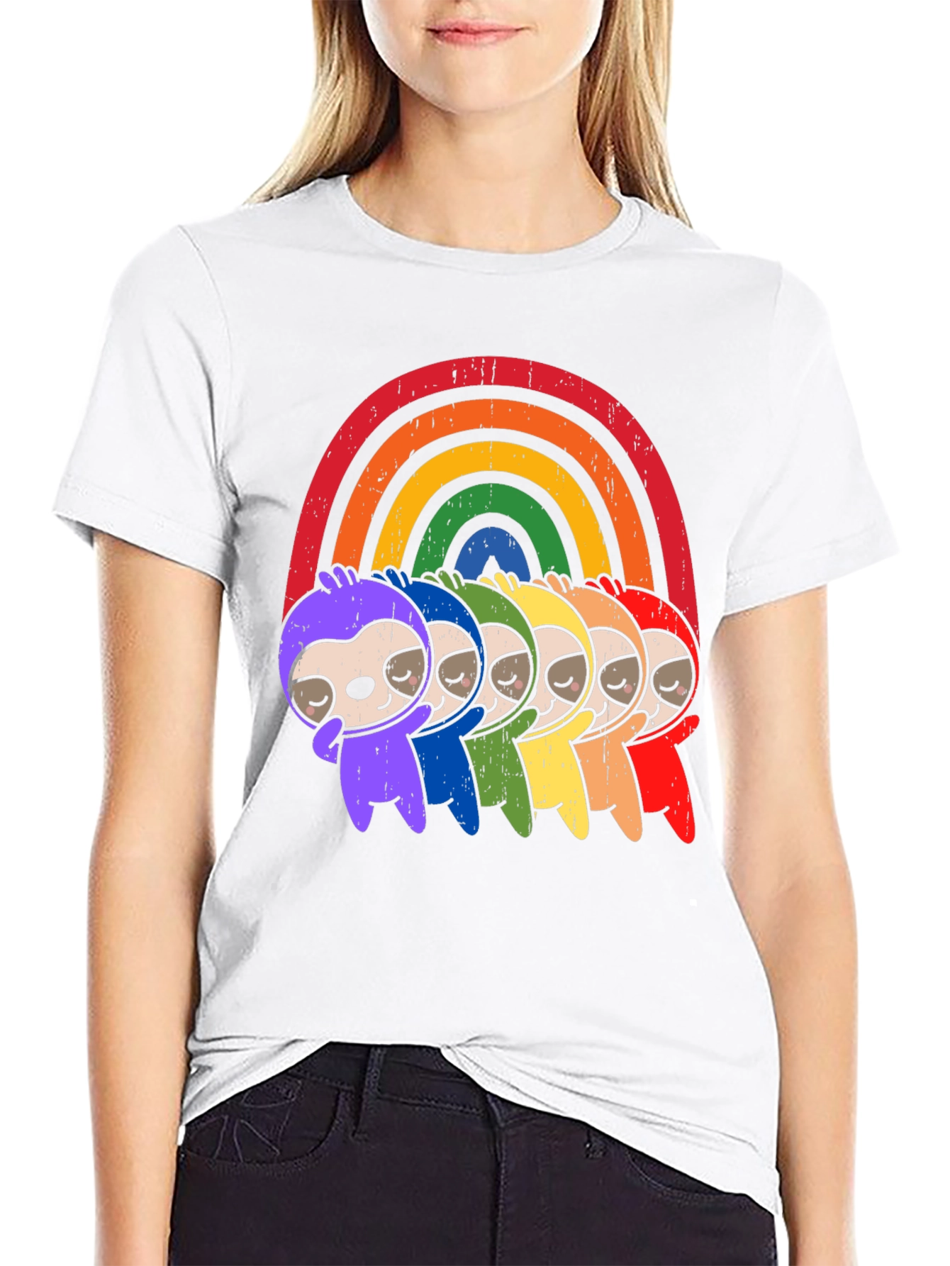 Rainbow Sloth T-Shirt - Pride Cute Graphic Tee