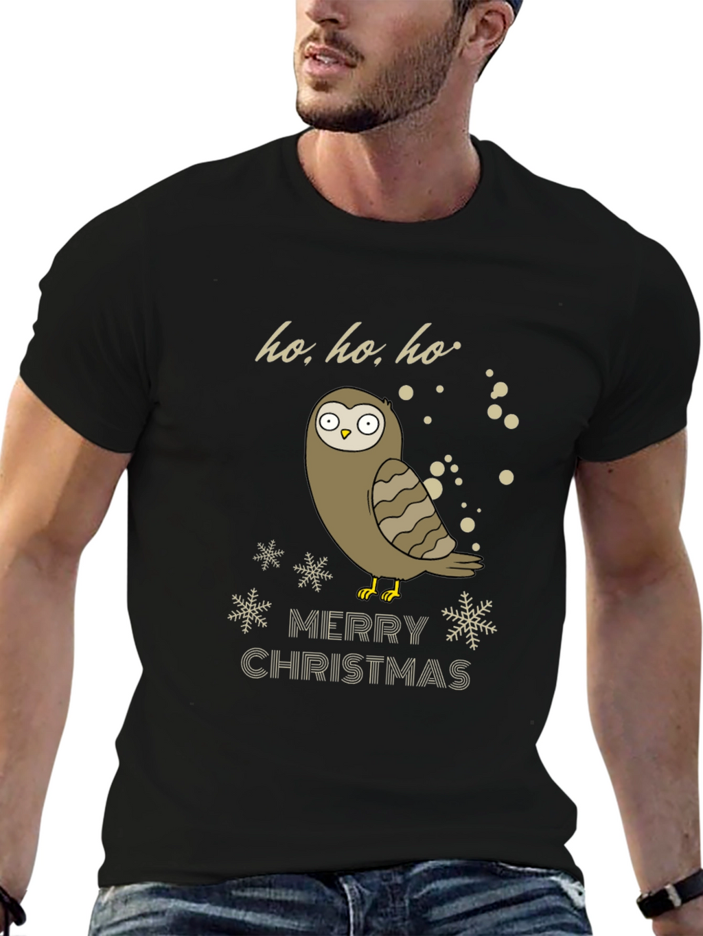 Owl Merry Christmas Graphic T-Shirt - Holiday Tee