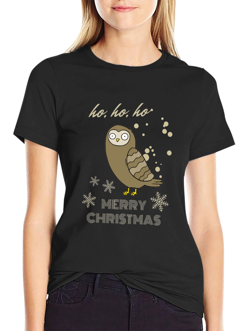 Owl Merry Christmas Graphic T-Shirt - Holiday Tee