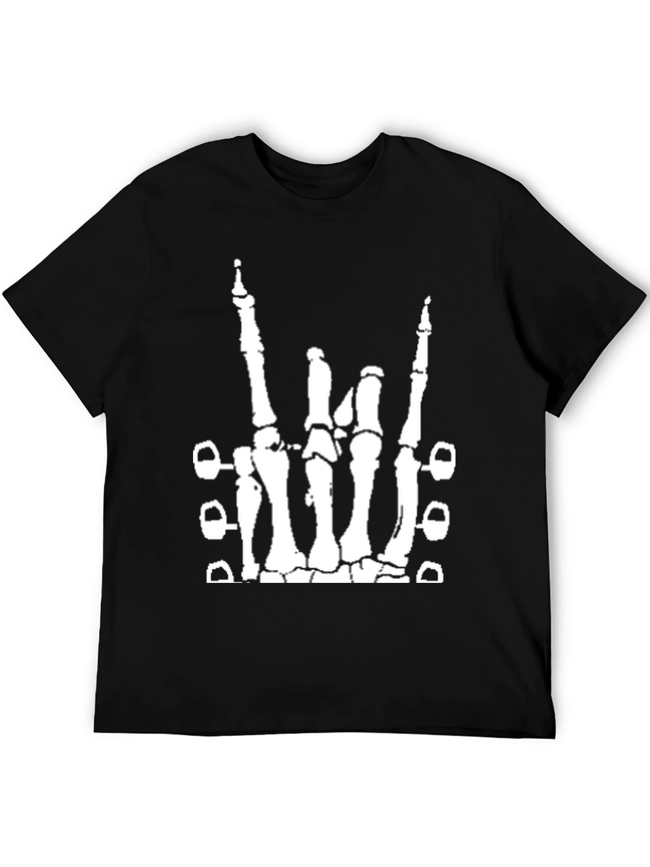 Rock On Skeleton Hand T-Shirt - Black
