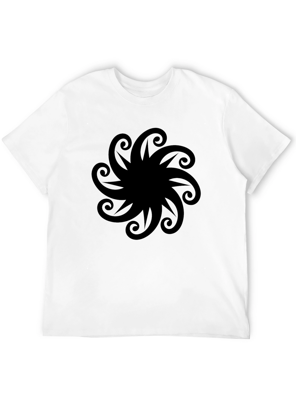 Black Graphic Tee - Swirl Design