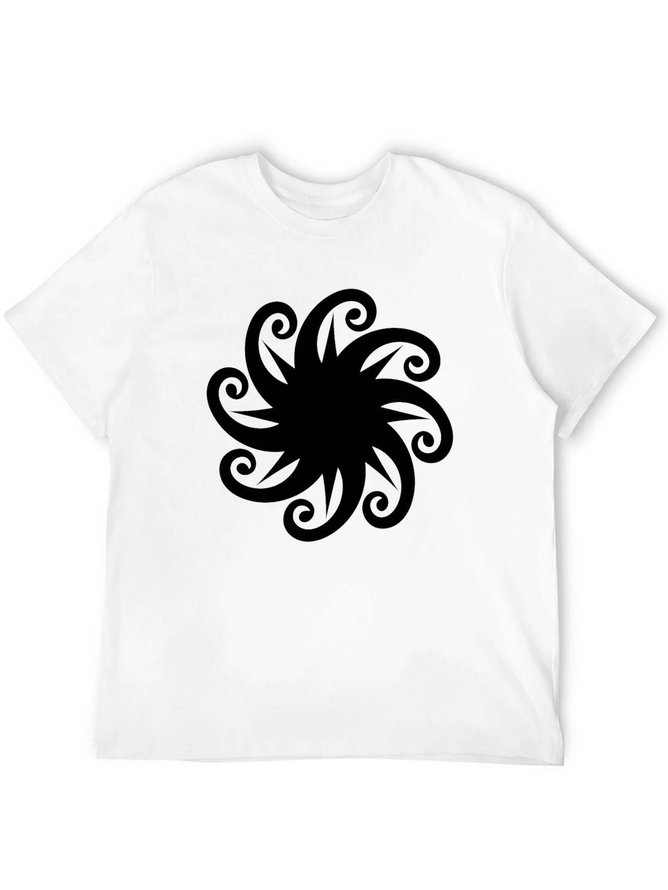 Black Graphic Tee - Swirl Design