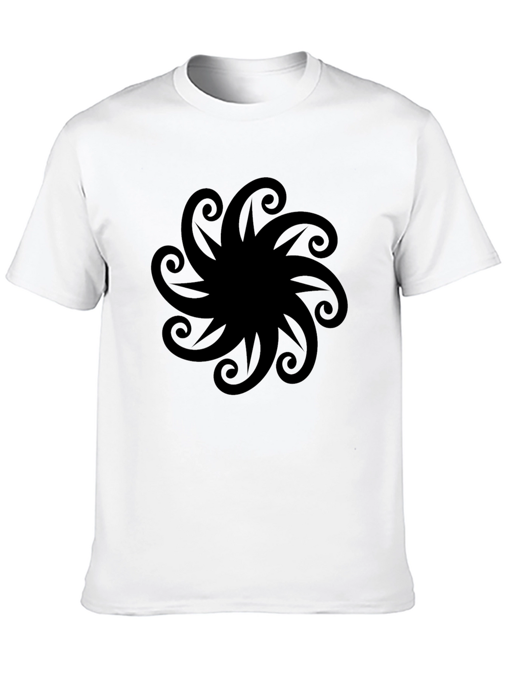 Black Graphic Tee - Swirl Design