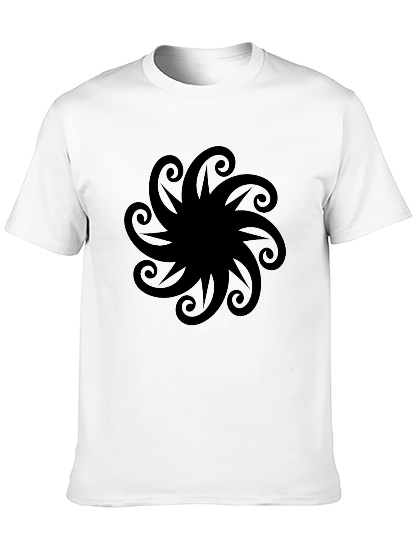 Black Graphic Tee - Swirl Design