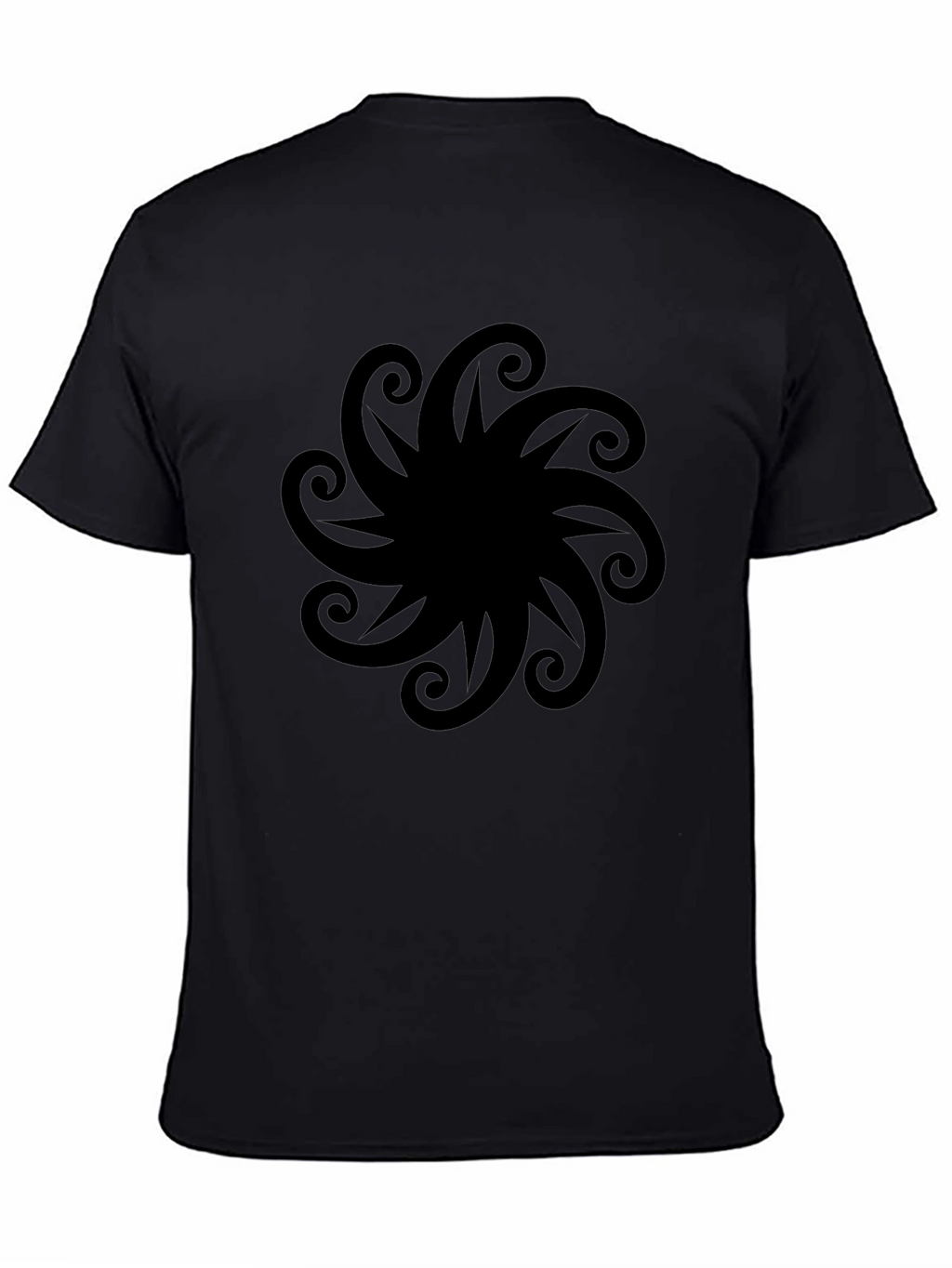 Black Graphic Tee - Swirl Design