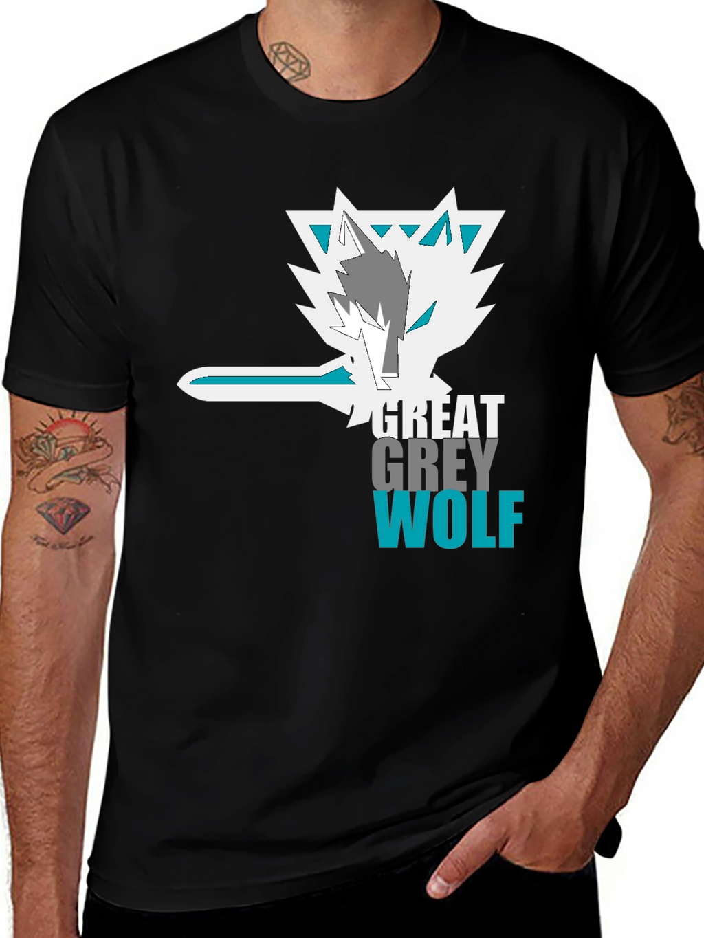 Great Grey Wolf Graphic Tee - Black