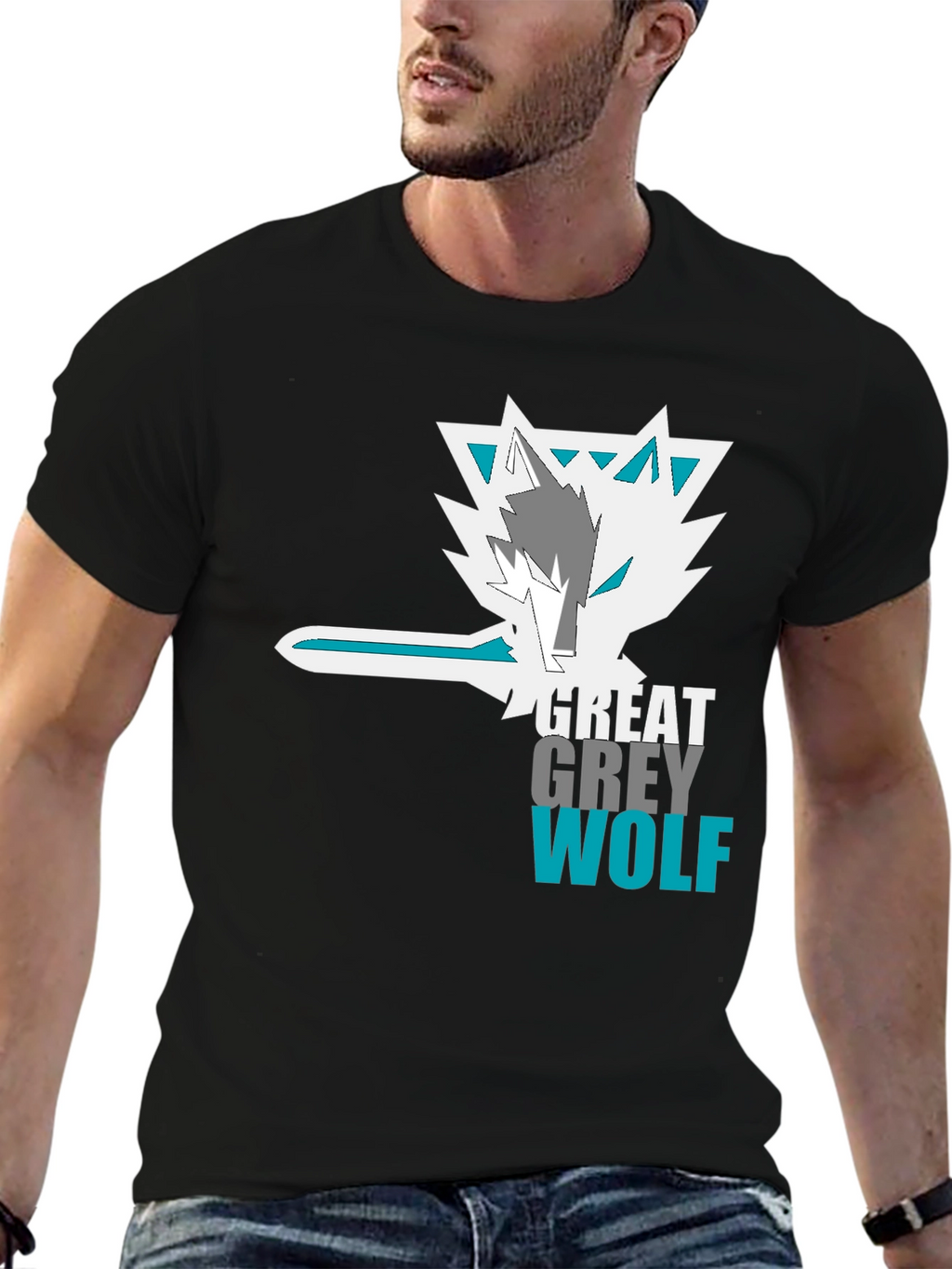 Great Grey Wolf Graphic Tee - Black