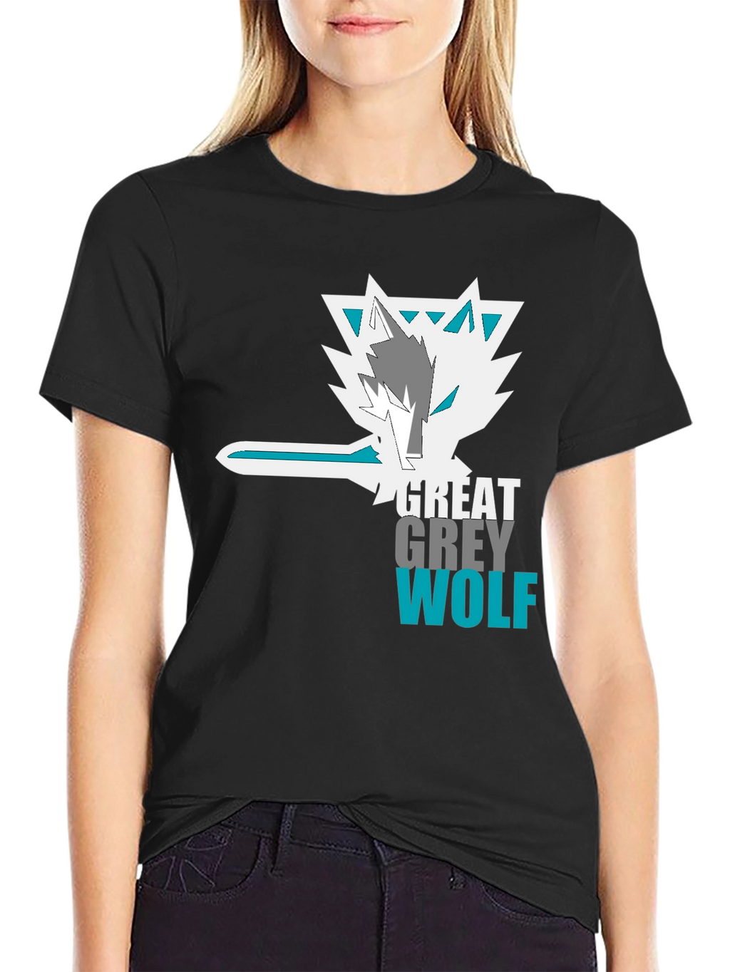 Great Grey Wolf Graphic Tee - Black
