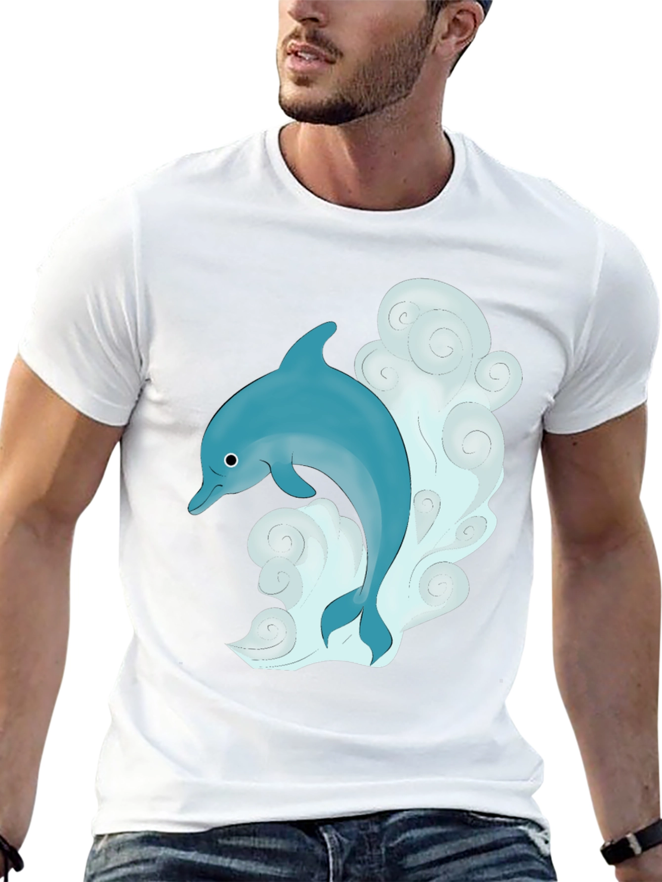 Dolphin Graphic T-Shirt - Black Cotton Tee