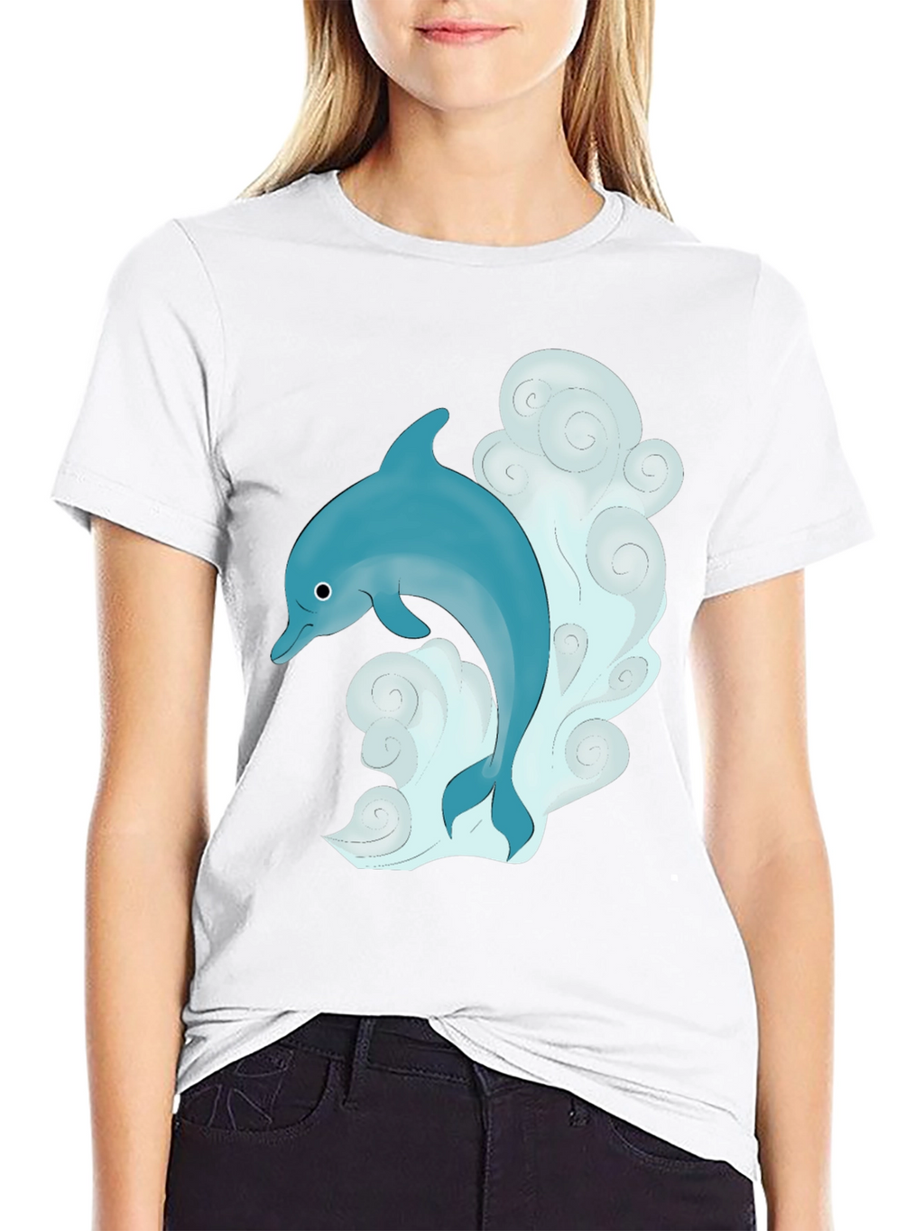 Dolphin Graphic T-Shirt - Black Cotton Tee