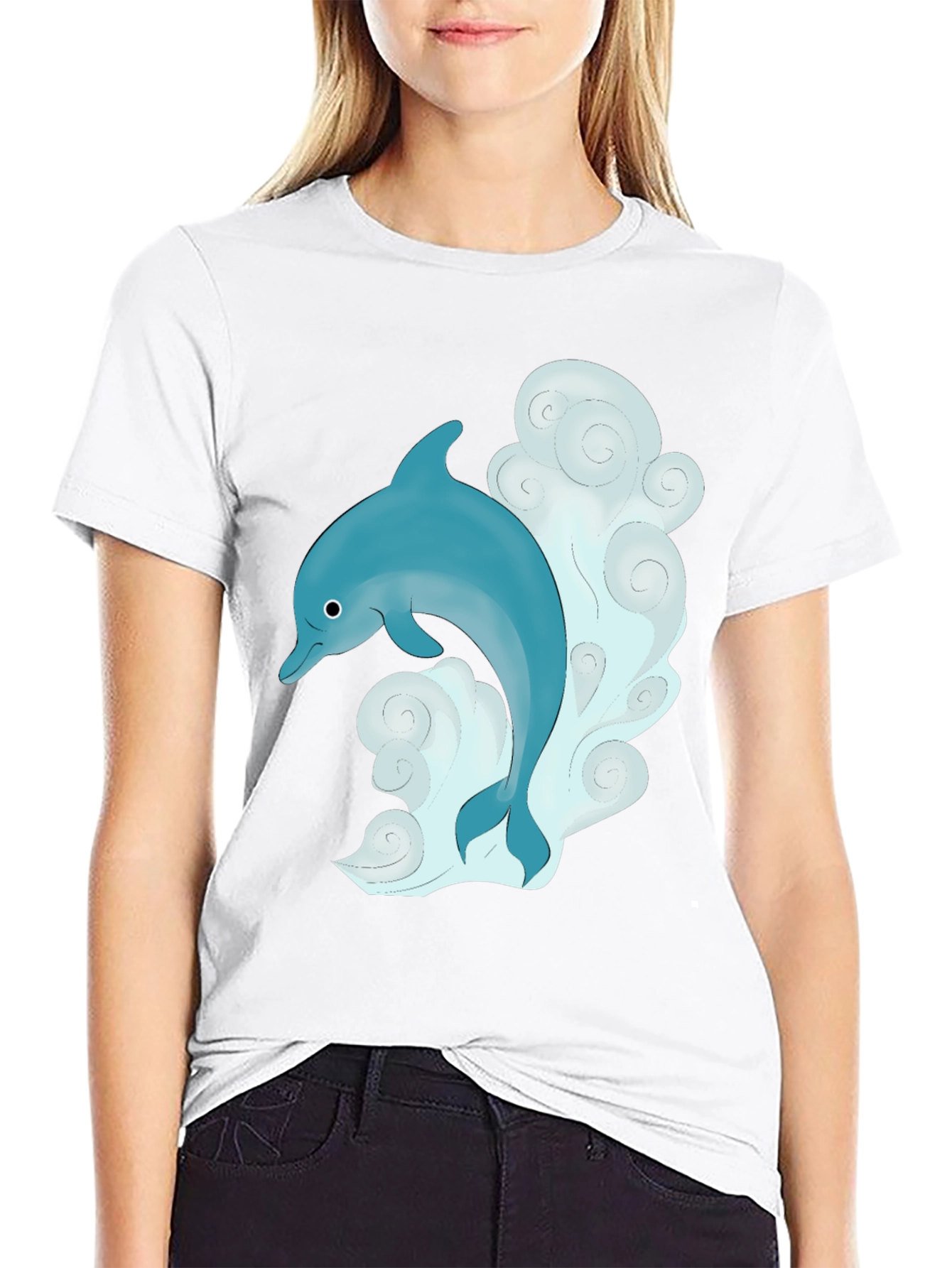 Dolphin Graphic T-Shirt - Black Cotton Tee