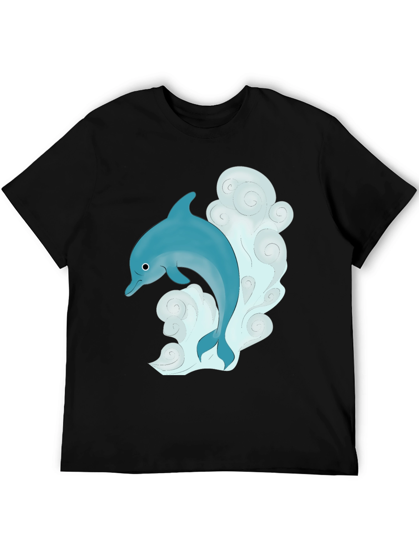 Dolphin Graphic T-Shirt - Black Cotton Tee