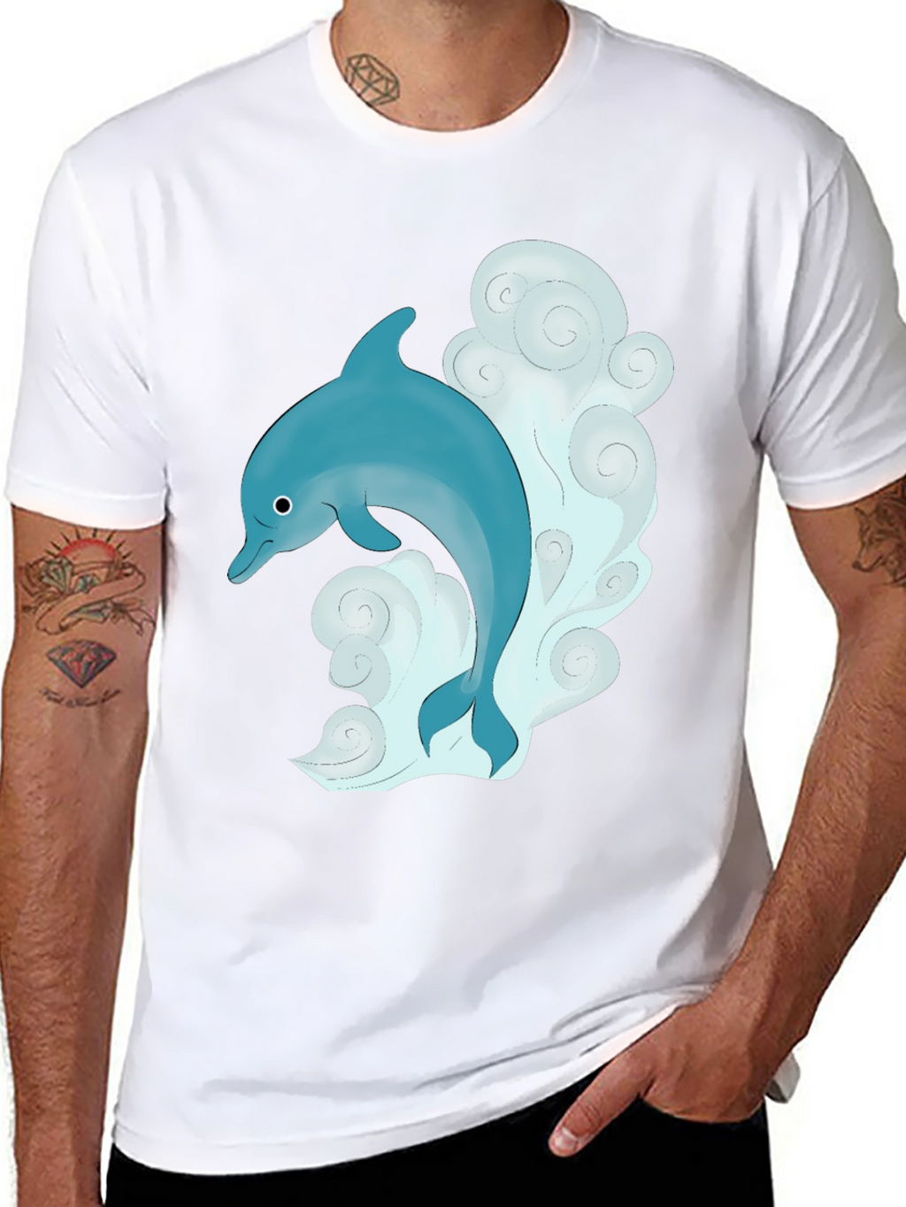 Dolphin Graphic T-Shirt - Black Cotton Tee