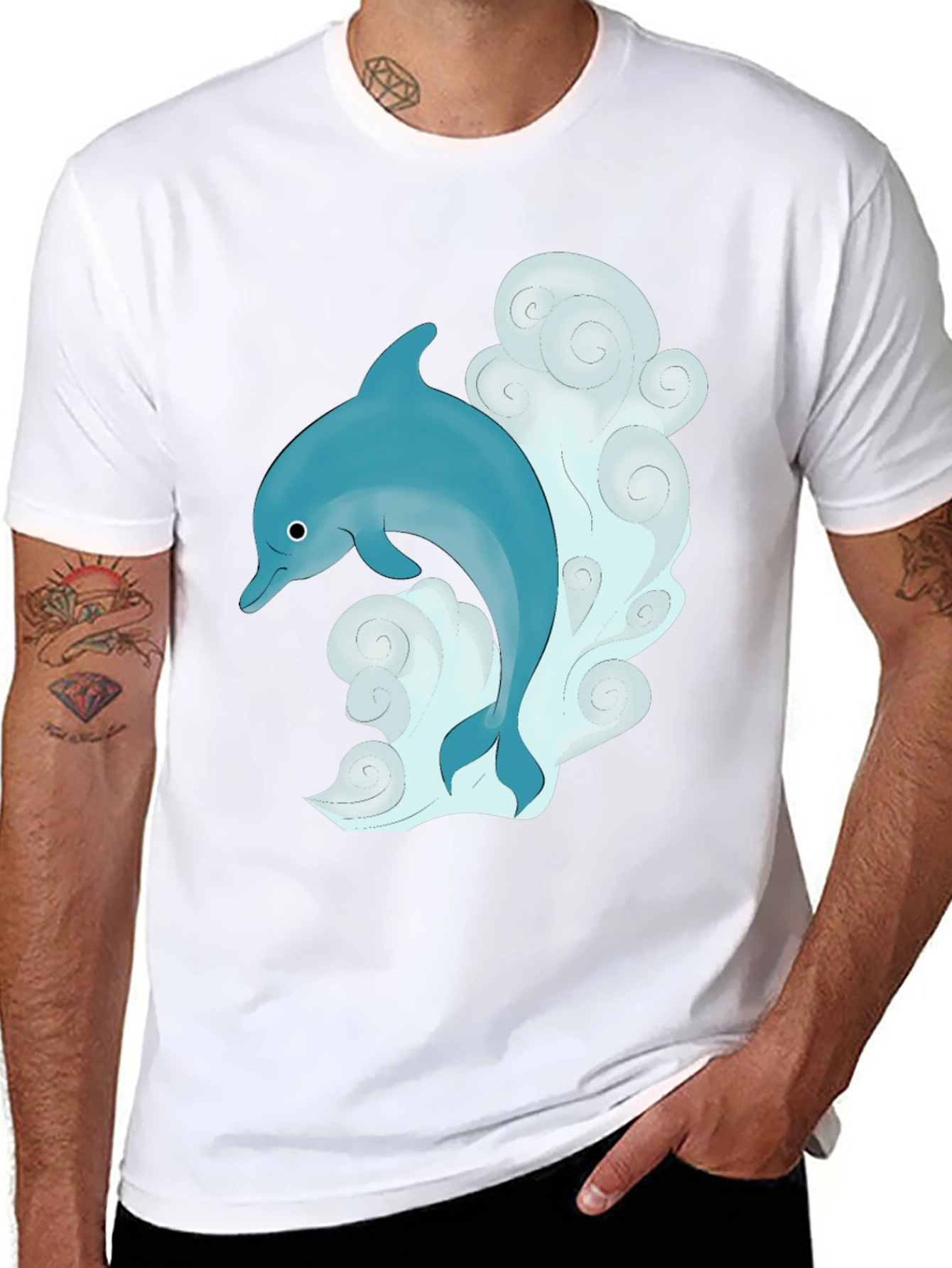 Dolphin Graphic T-Shirt - Black Cotton Tee