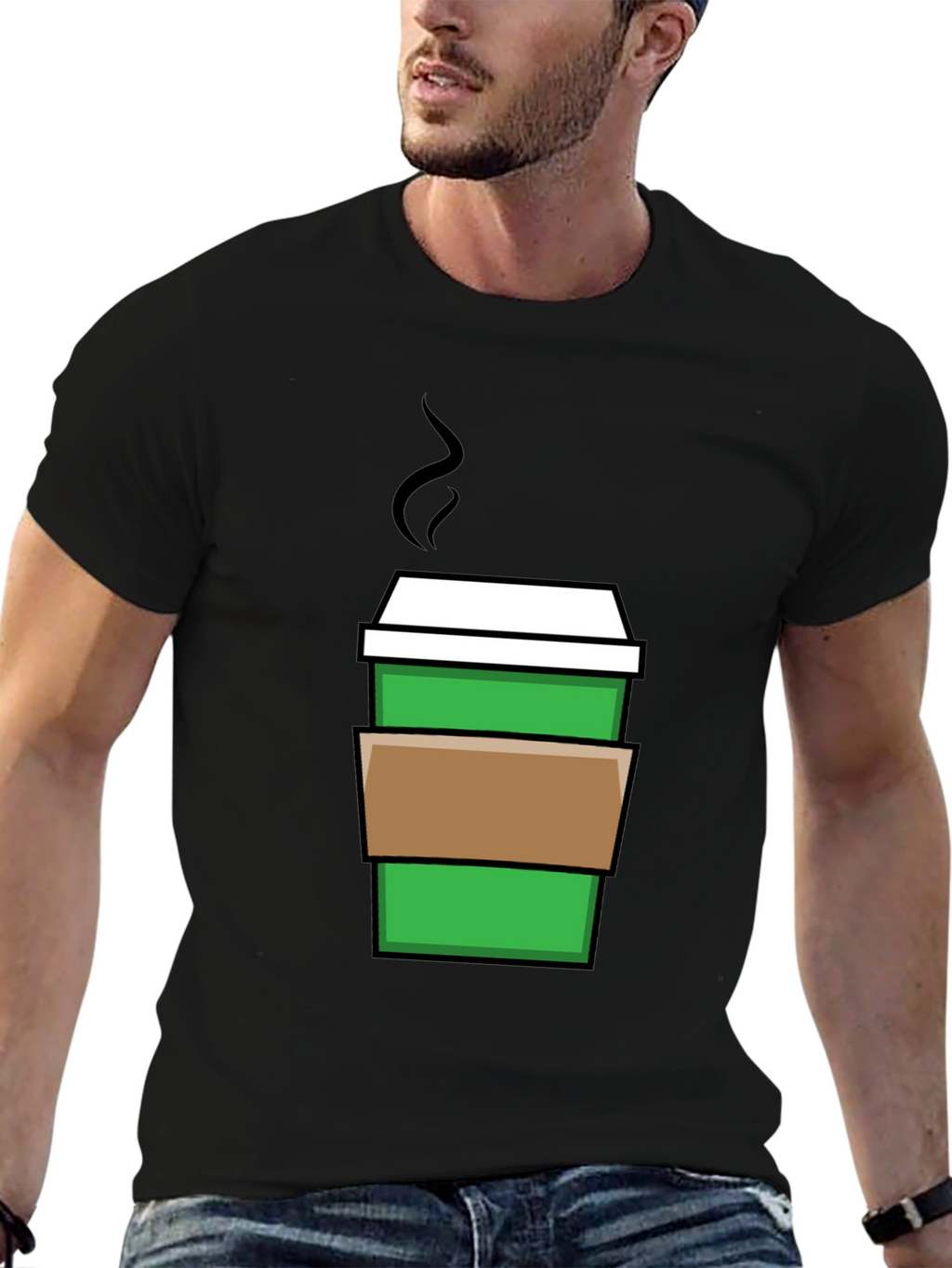 Coffee Cup Graphic Tee - Black