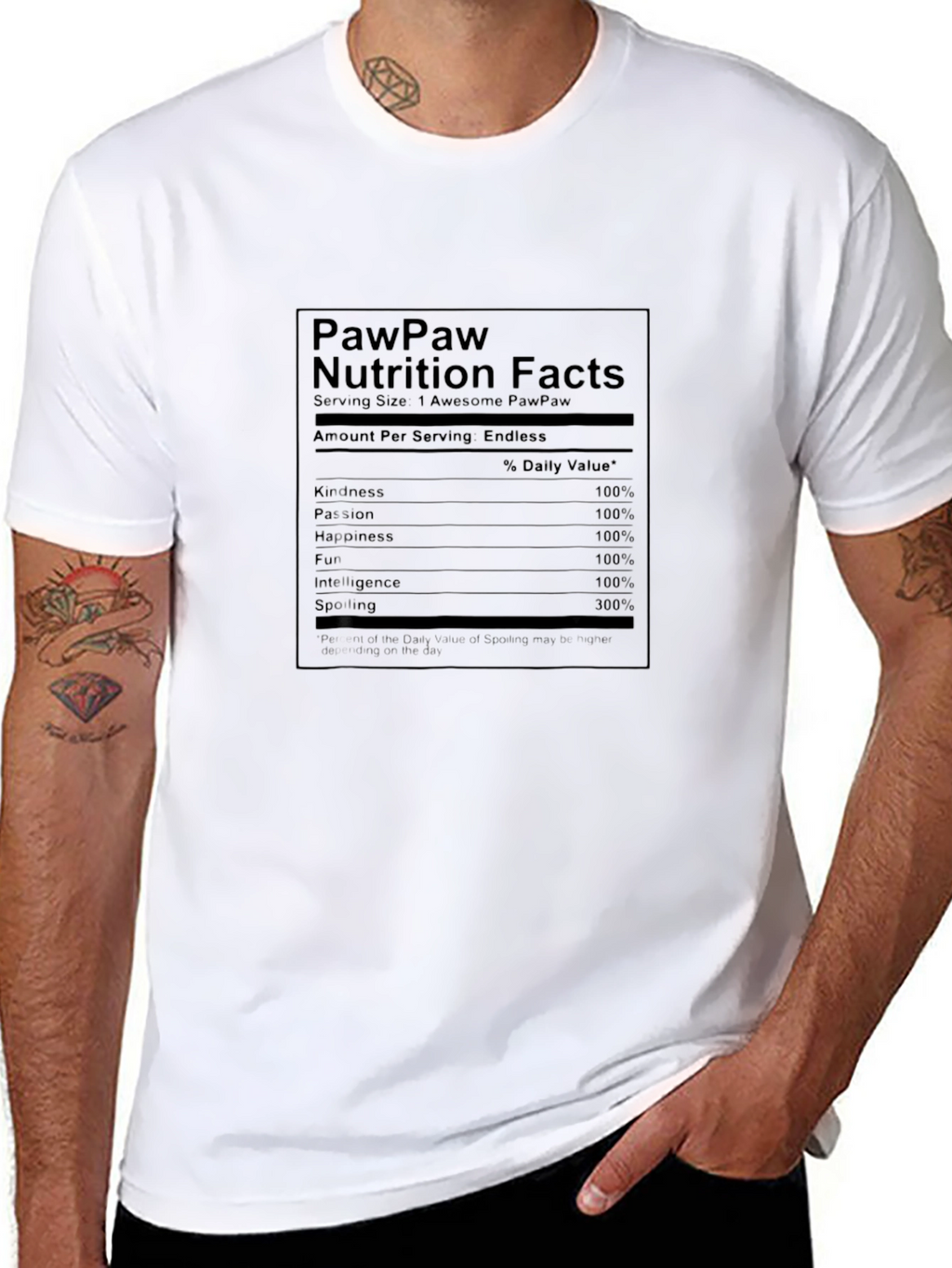 PawPaw Nutrition Facts T-Shirt - Gift for Grandfathers