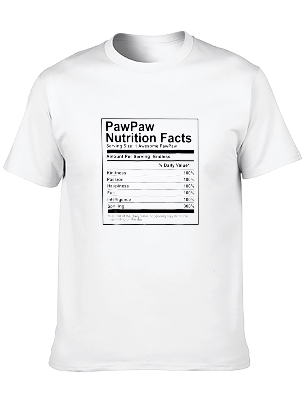 PawPaw Nutrition Facts T-Shirt - Gift for Grandfathers