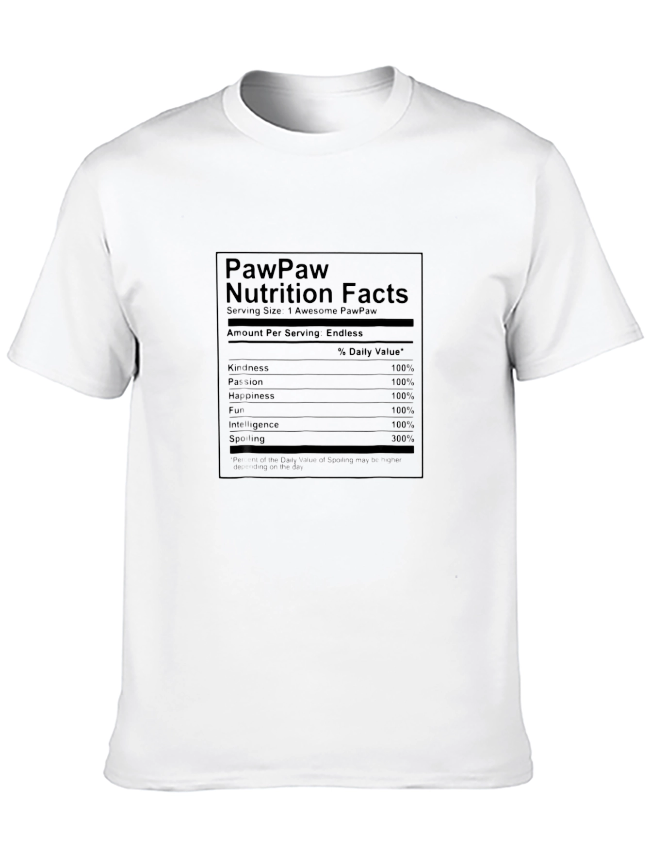 PawPaw Nutrition Facts T-Shirt - Gift for Grandfathers