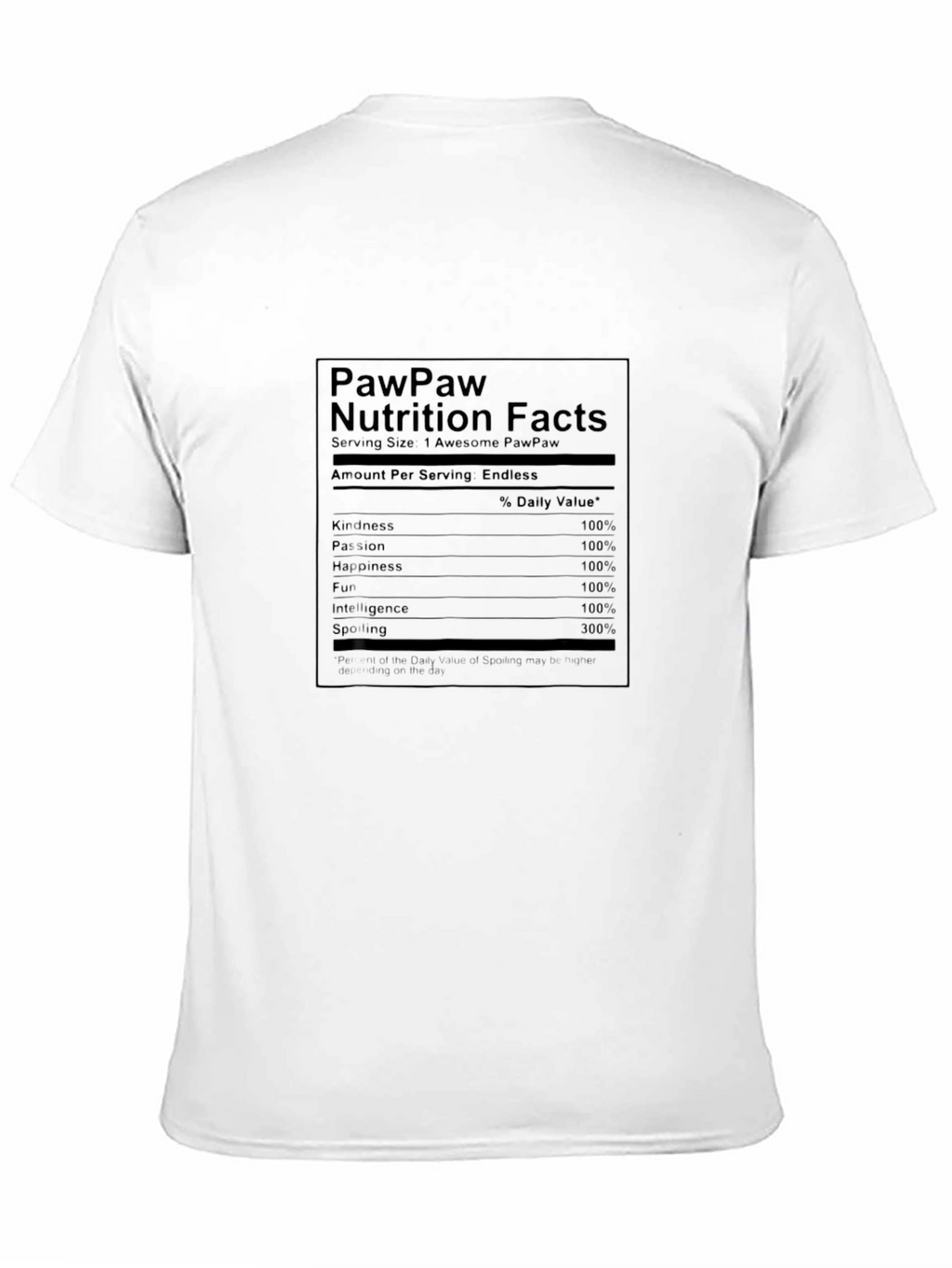 PawPaw Nutrition Facts T-Shirt - Gift for Grandfathers