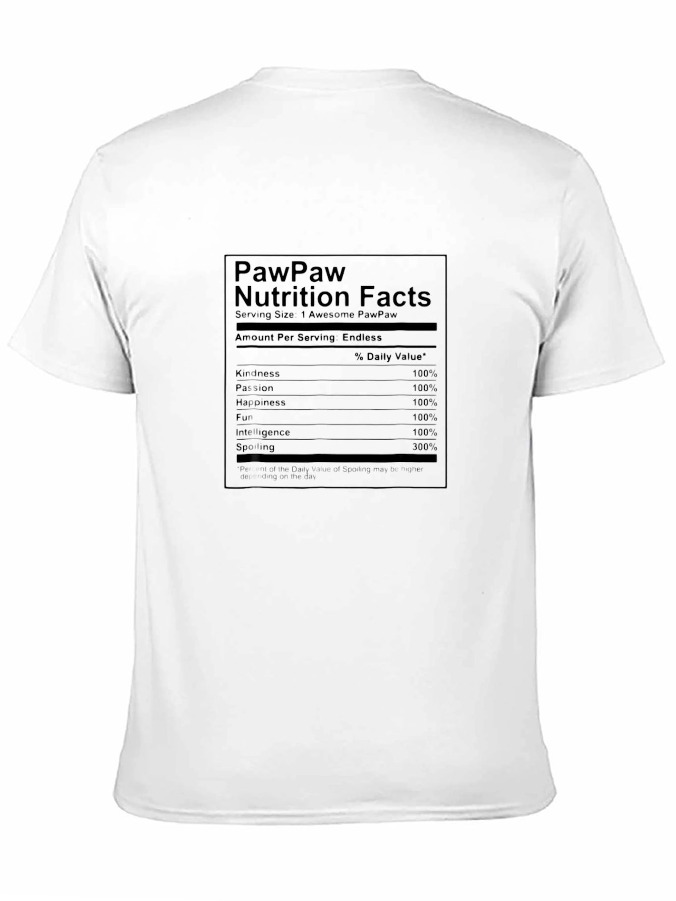 PawPaw Nutrition Facts T-Shirt - Gift for Grandfathers