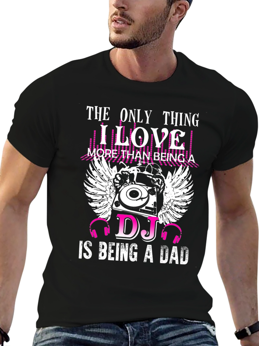 DJ Dad Black T-Shirt Music Lover Tee
