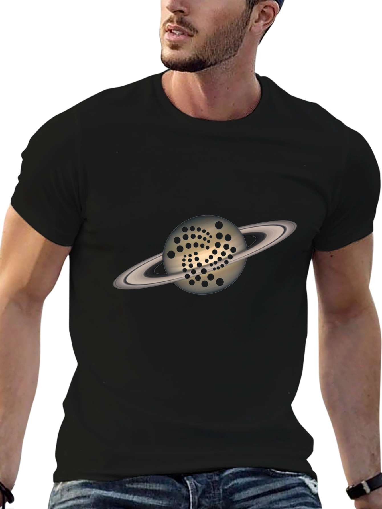 Saturn IOTA Crypto T-Shirt - Black Graphic Tee