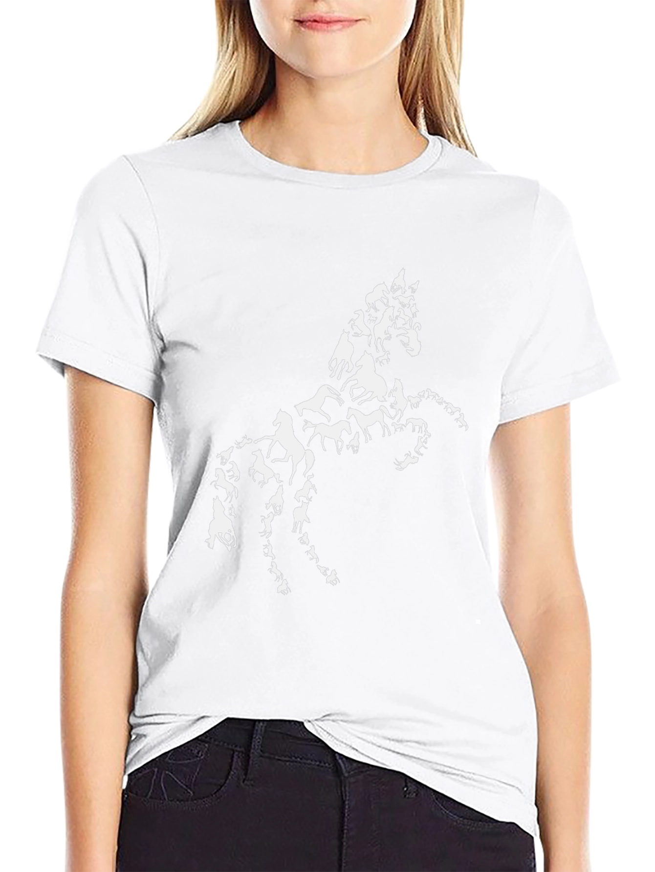 Horse Silhouette Graphic Tee - Black Cotton