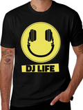 DJ Life Smiley Face Graphic Tee - Black