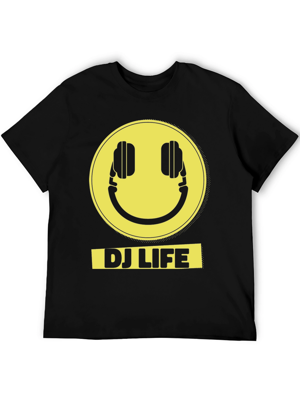 DJ Life Smiley Face Graphic Tee - Black