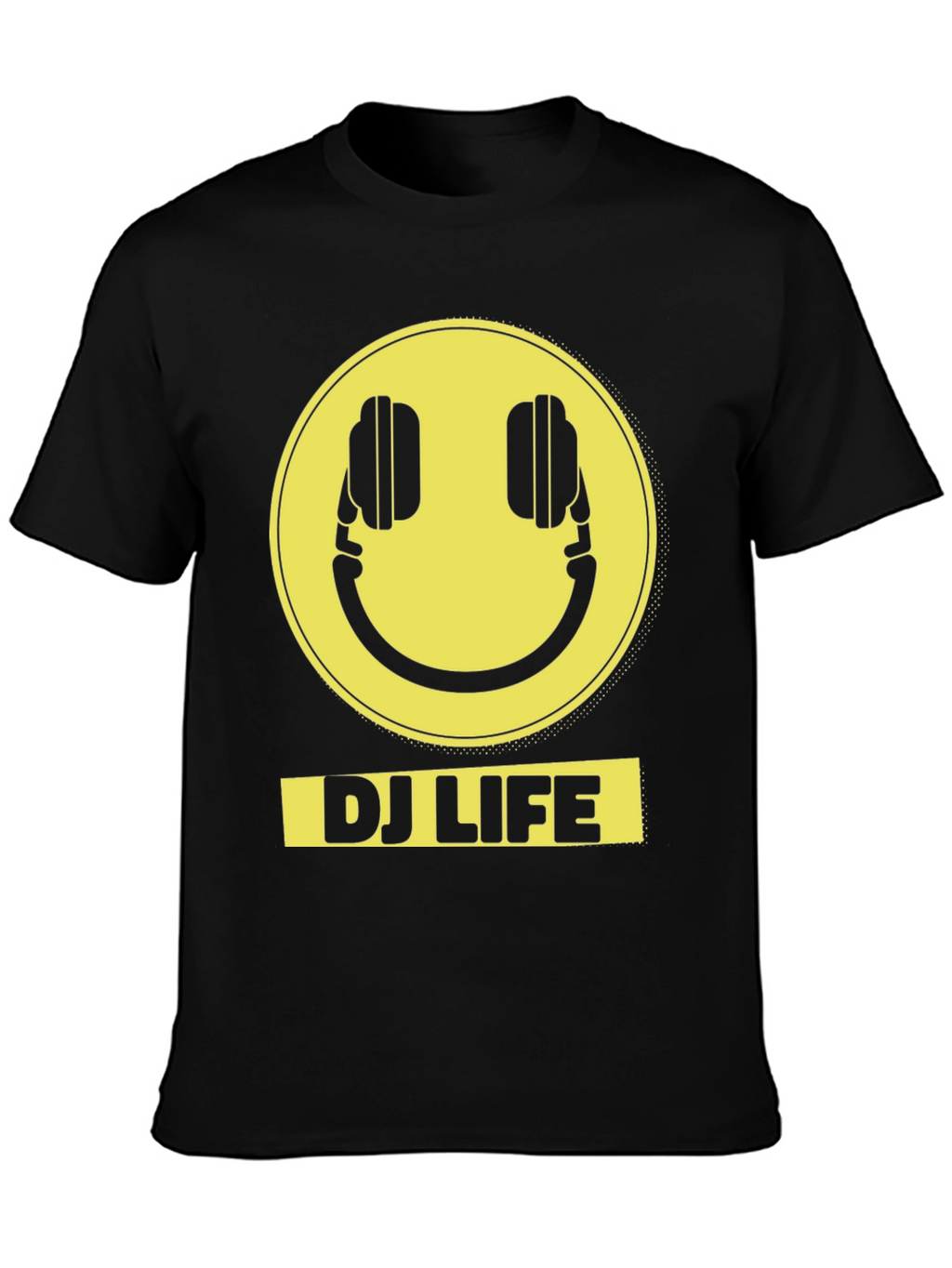 DJ Life Smiley Face Graphic Tee - Black