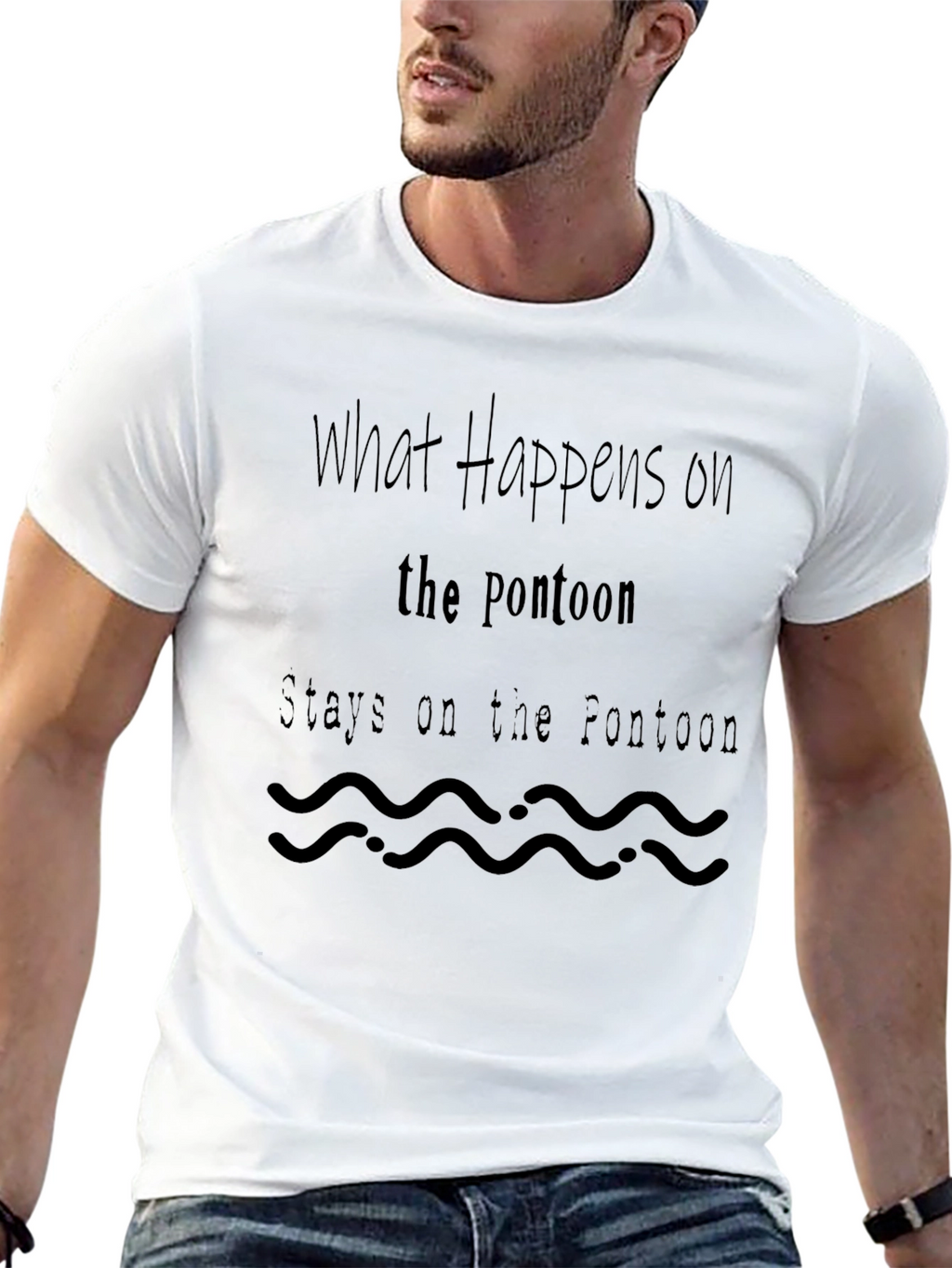 Pontoon Slogan T-Shirt - What Happens on the Pontoon