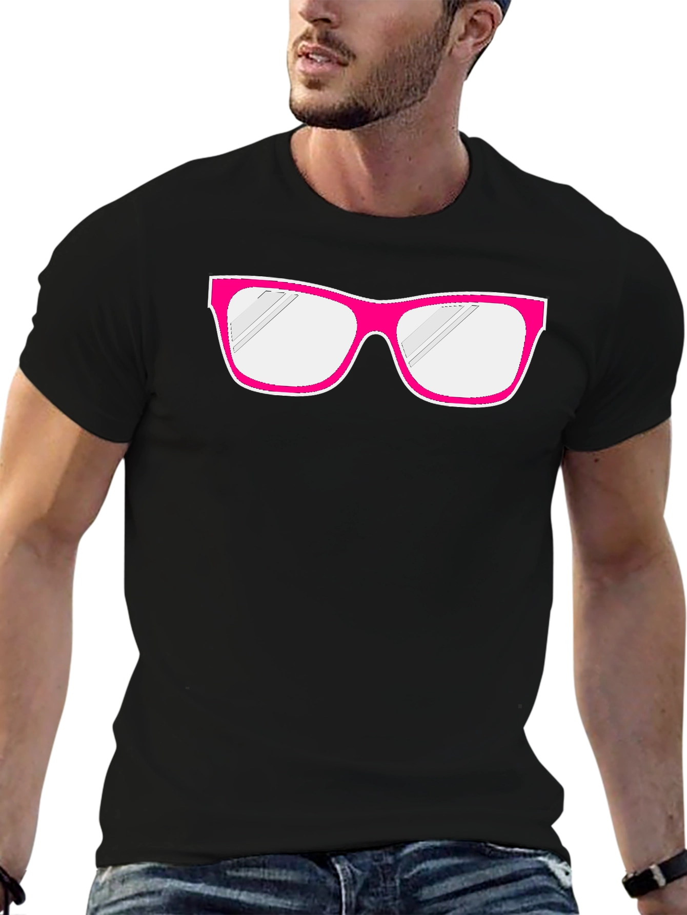 Fun Pink Glasses Graphic T-Shirt - Quirky & Stylish
