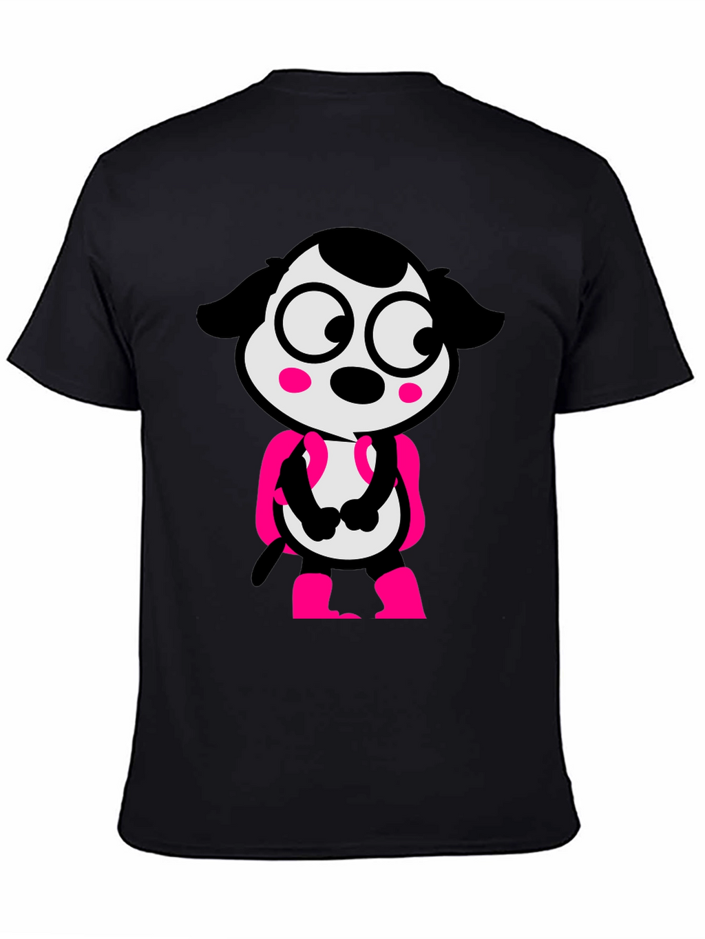 Cartoon Dog Graphic Tee - Black