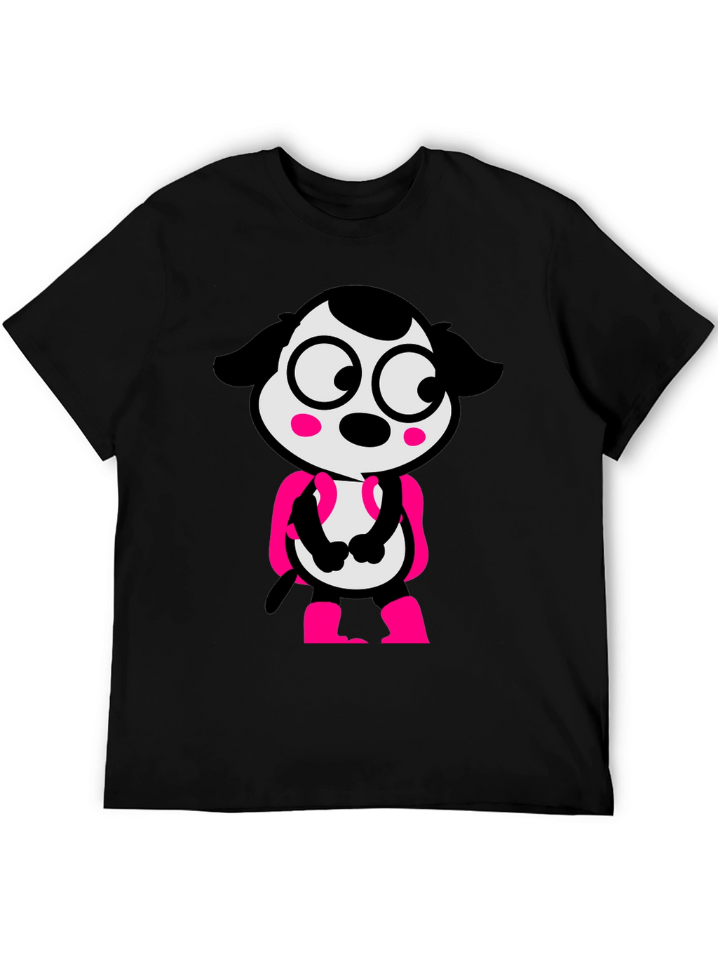 Cartoon Dog Graphic Tee - Black