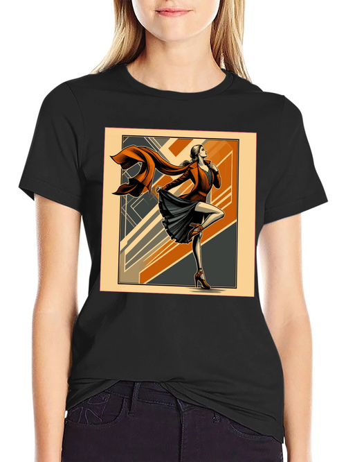 Art Deco Fashion Tee - Retro Style Black T-Shirt