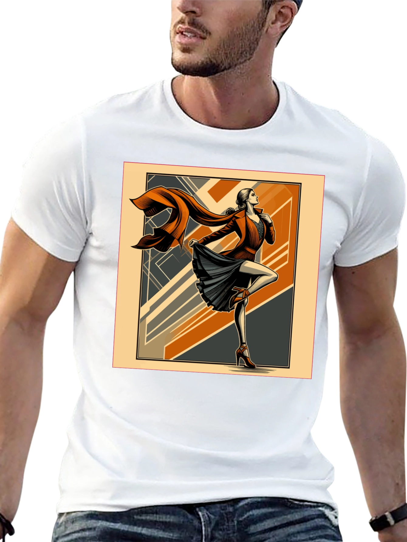 Art Deco Fashion Tee - Retro Style Black T-Shirt