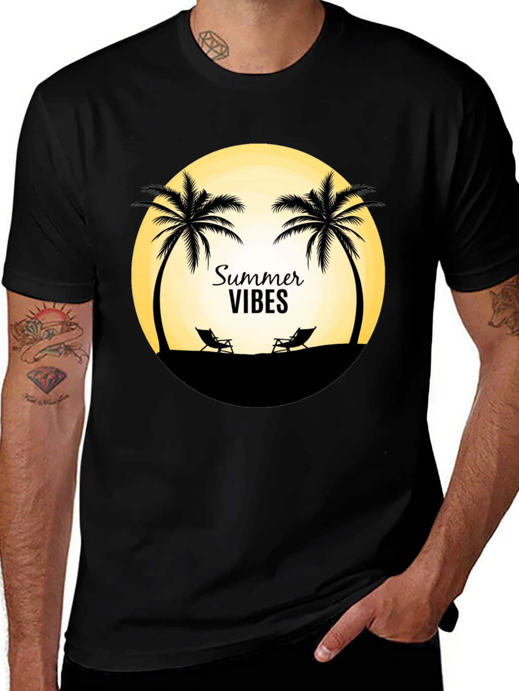 Summer Vibes T-Shirt - Beach Palm Tree Design