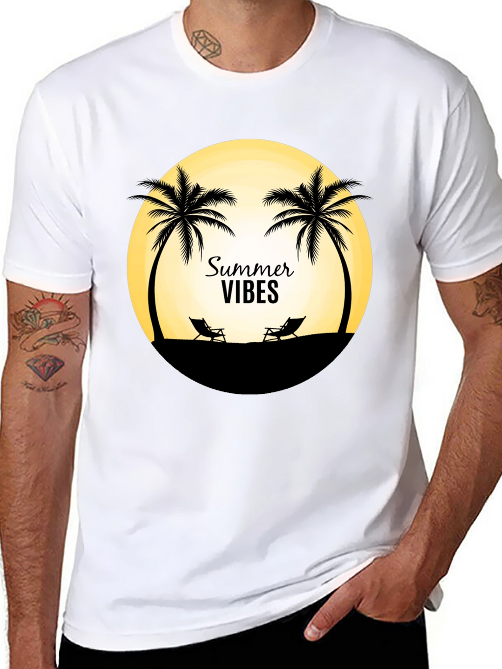 Summer Vibes T-Shirt - Beach Palm Tree Design