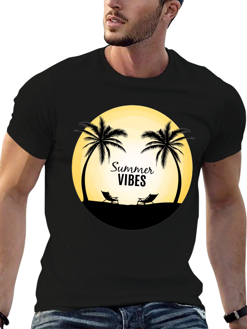 Summer Vibes T-Shirt - Beach Palm Tree Design