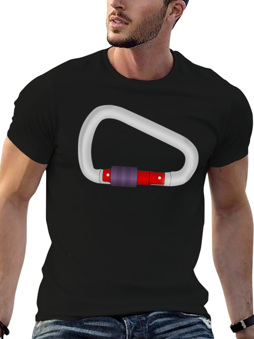 Carabiner Graphic Tee - Black Cotton T-Shirt