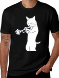 Cool Cat Trumpet Player Graphic Tee
