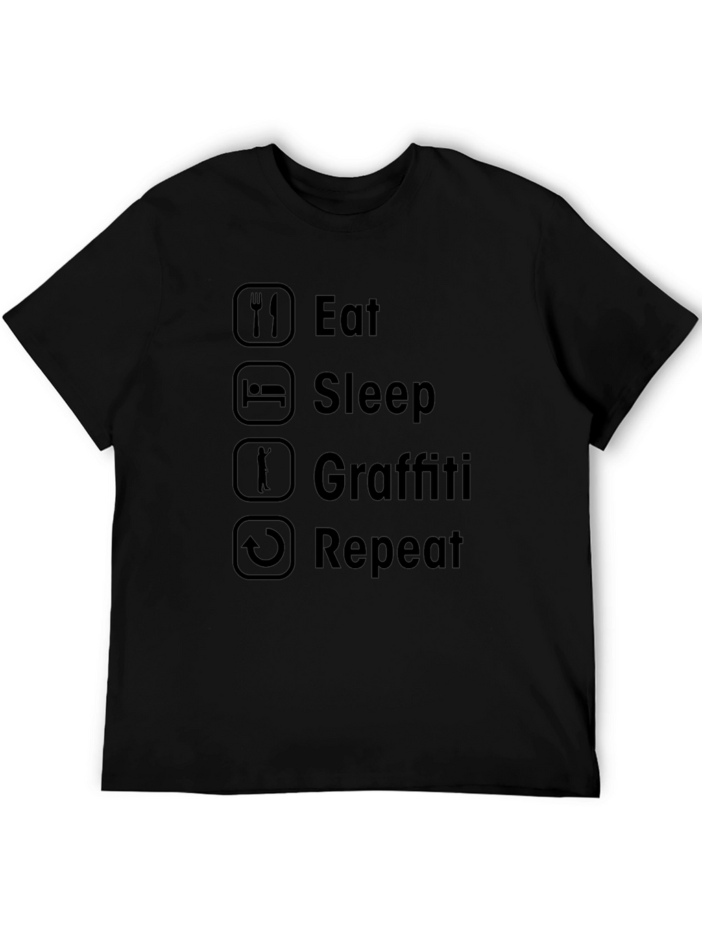 Eat Sleep Graffiti Repeat Black T-Shirt