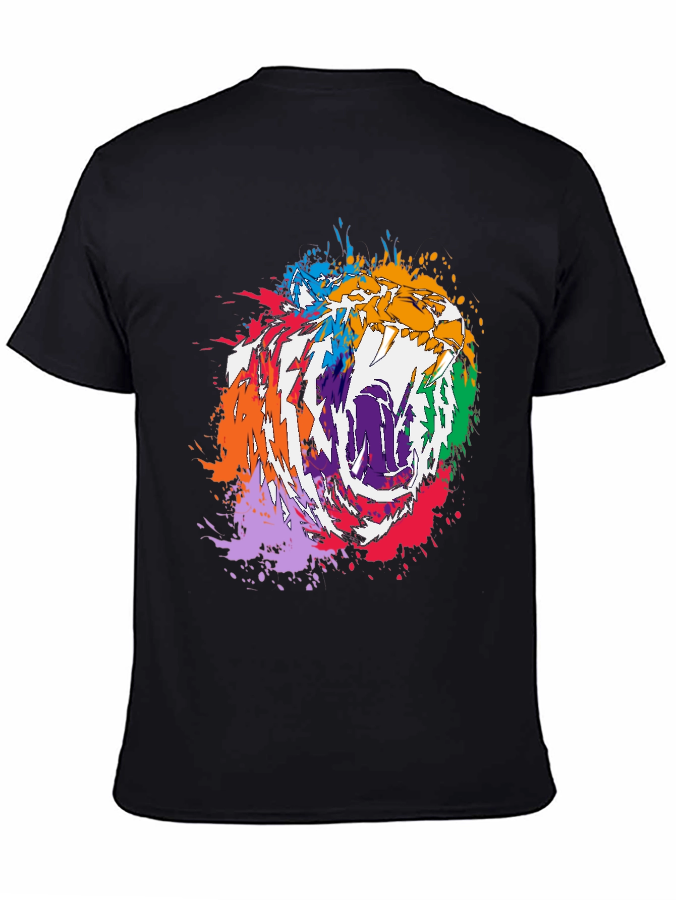 Abstract Colorful Tiger Graphic Print T-Shirt