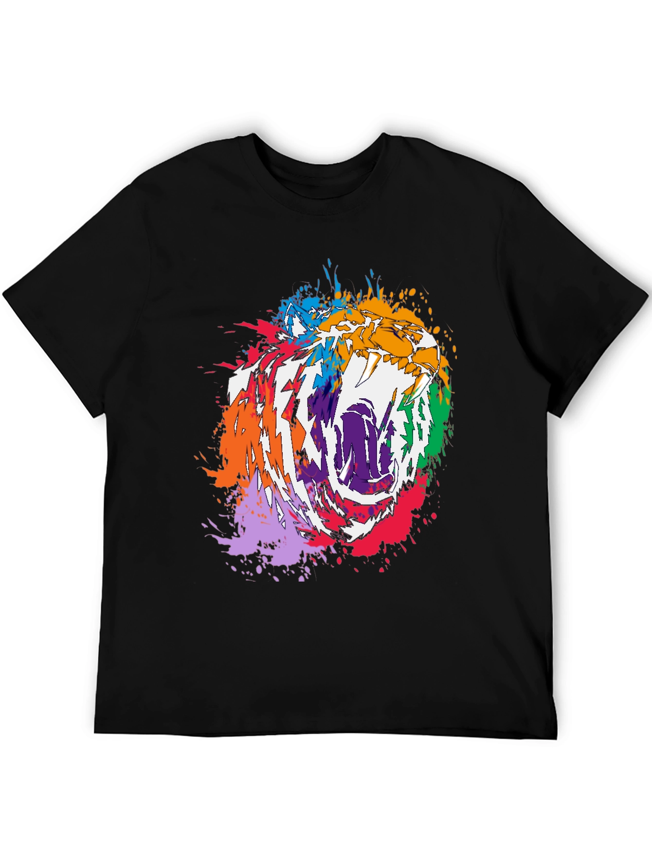 Abstract Colorful Tiger Graphic Print T-Shirt