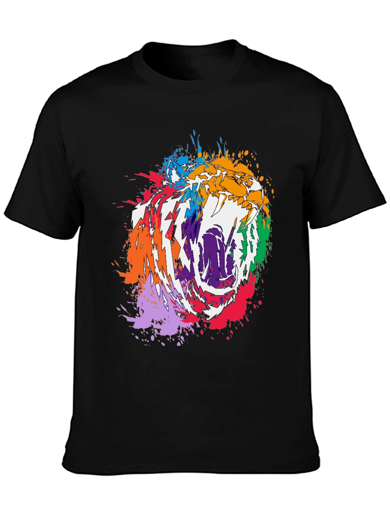 Abstract Colorful Tiger Graphic Print T-Shirt