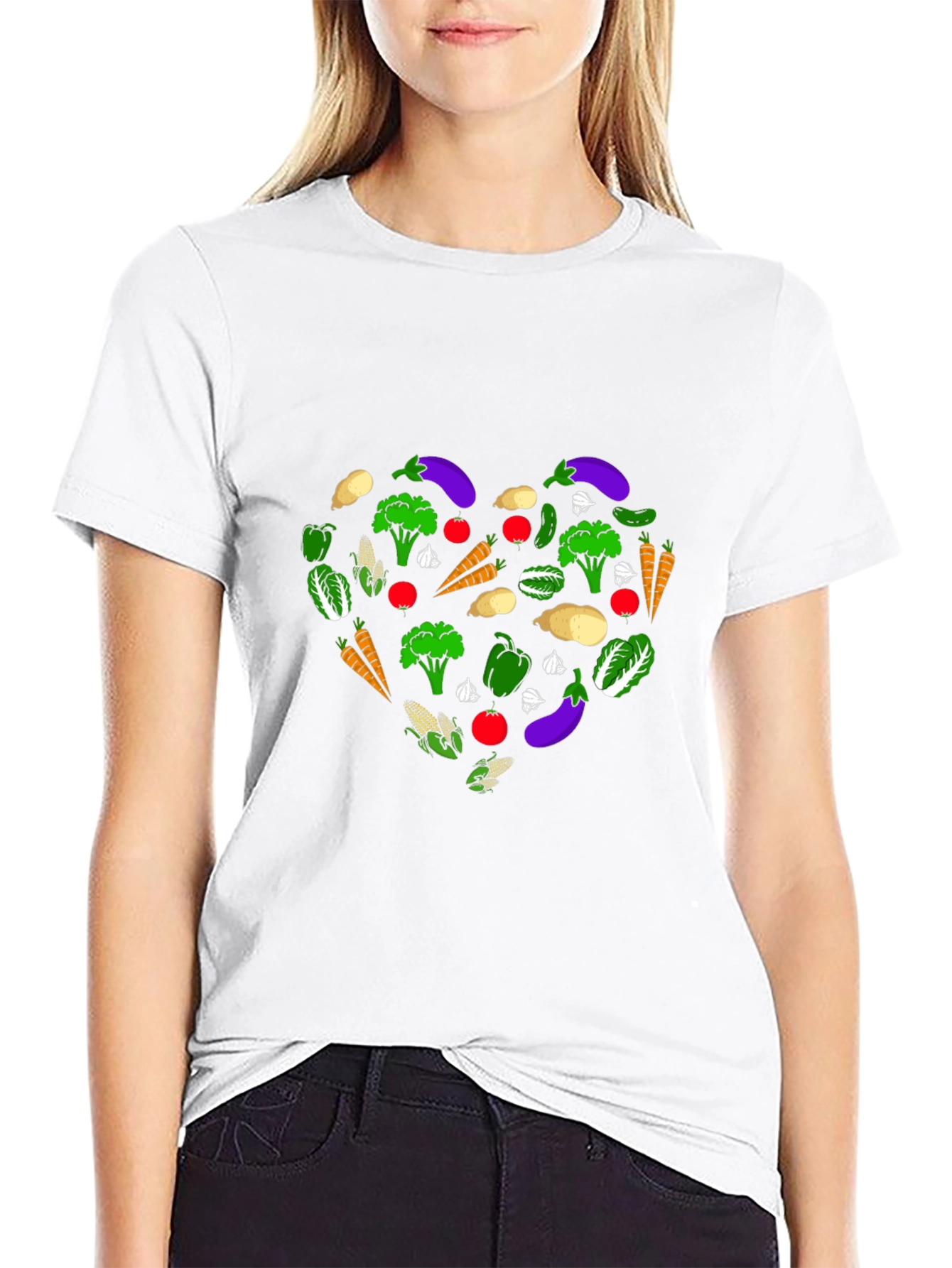 Vegetable Heart T-Shirt - Black Graphic Tee