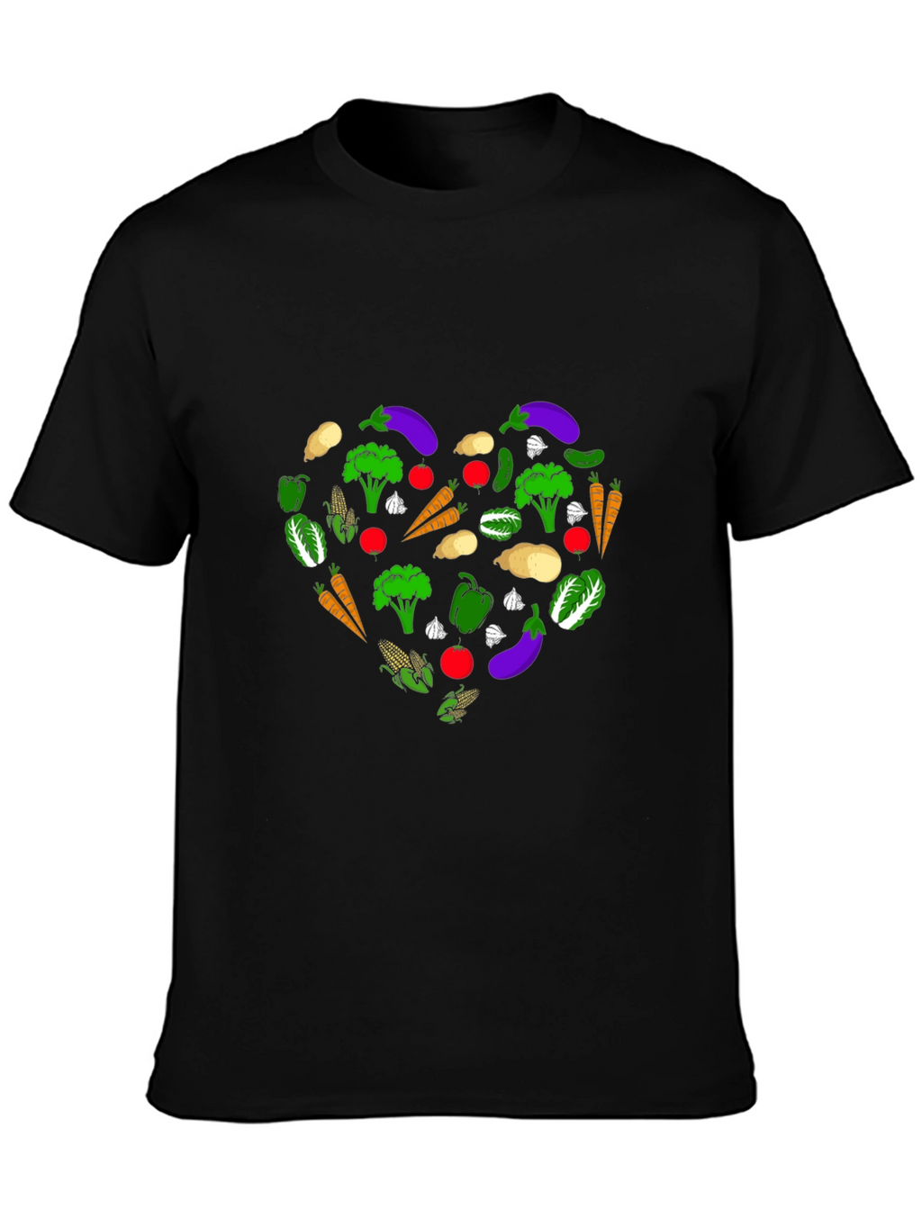 Vegetable Heart T-Shirt - Black Graphic Tee