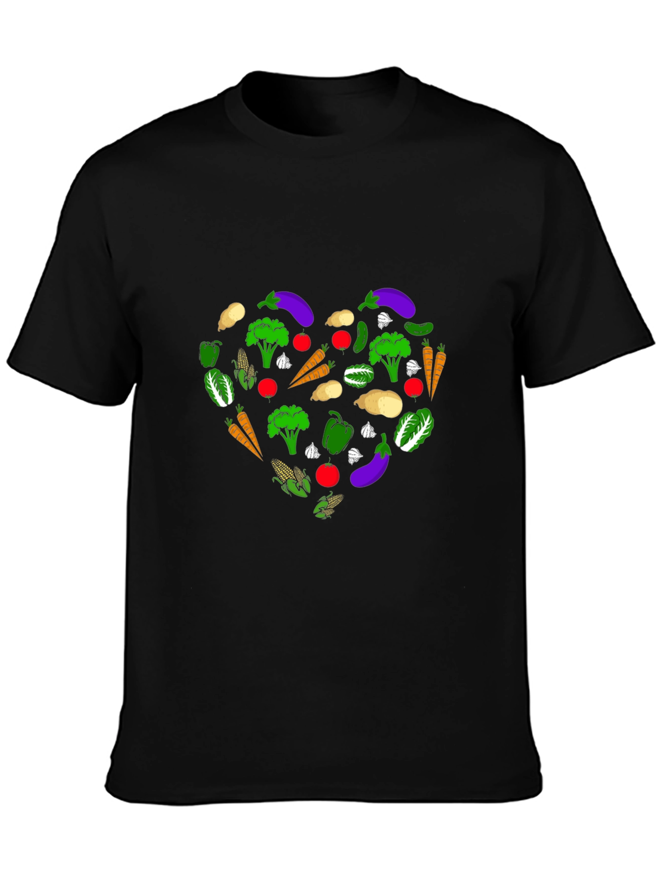Vegetable Heart T-Shirt - Black Graphic Tee